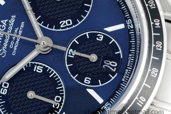 0405 UrbanChic Speedmaster Racing Master SS HKF Best Edition Blue Black Dial on SS Bracelet A 7808